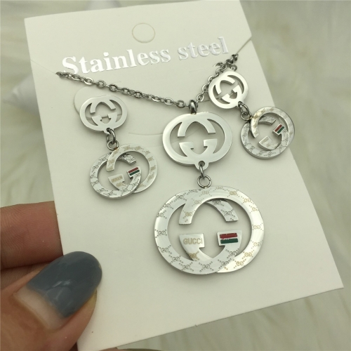 Stainless Steel Gucc*i Jewelry Set LI210411-S034-S