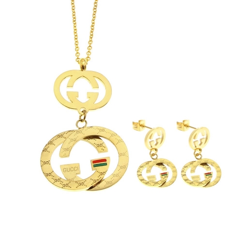 Stainless Steel Gucc*i Jewelry Set LI210411-583-G