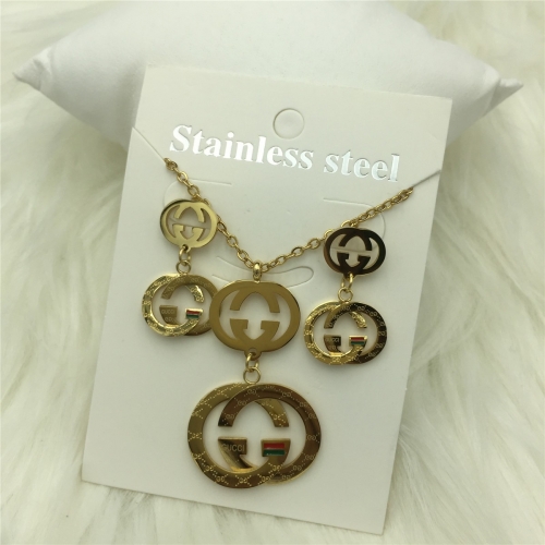 Stainless Steel Gucc*i Jewelry Set LI210411-S034-G