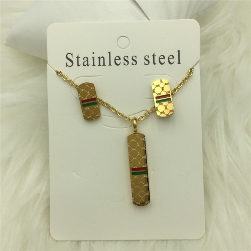 Stainless Steel Gucc*i Jewelry Set LI210411-G036-G