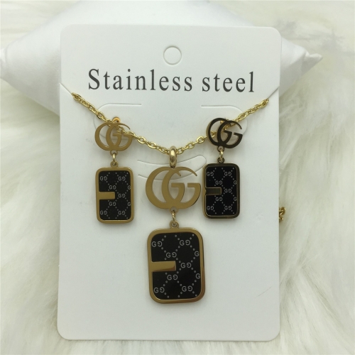 Stainless Steel Gucc*i Jewelry Set LI210411-S043-G