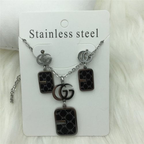 Stainless Steel Gucc*i Jewelry Set LI210411-S043-S