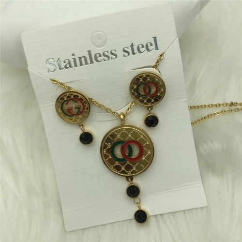 Stainless Steel Gucc*i Jewelry Set LI210411-S033-G