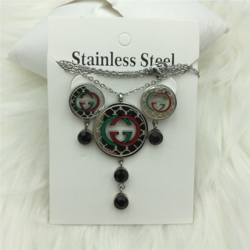 Stainless Steel Gucc*i Jewelry Set LI210411-S033-S