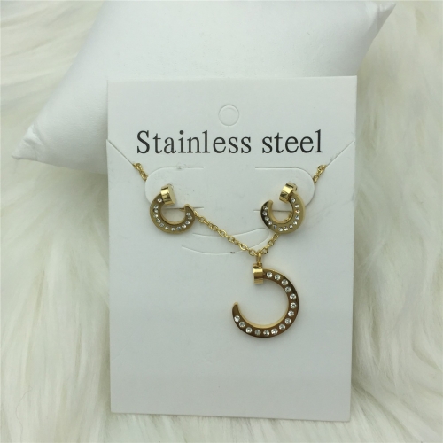 Stainless Steel Cartie*r Jewelry Set LI210411-S022-G