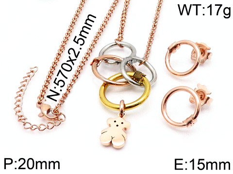 Stainless Steel Tou*s Jewelry Set TZ-105RSG