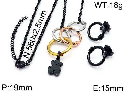 Stainless Steel Tou*s Jewelry Set TZ-105BSGR