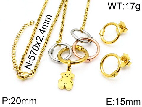 Stainless Steel Tou*s Jewelry Set TZ-105GSR