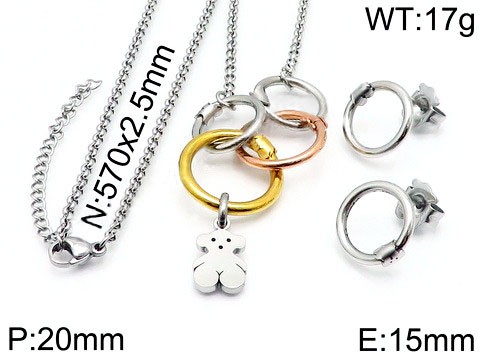 Stainless Steel Tou*s Jewelry Set TZ-105SGR