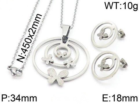 Stainless Steel Butterfly Jewelry Set TZ-017G