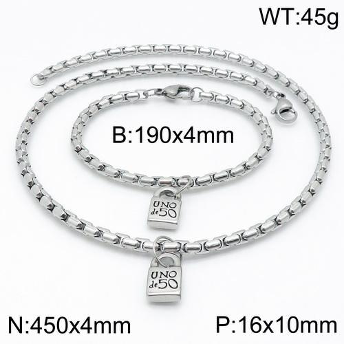 Stainless Steel Uno de 50 Jewelry Set CAT210419-UNS0010-4MM