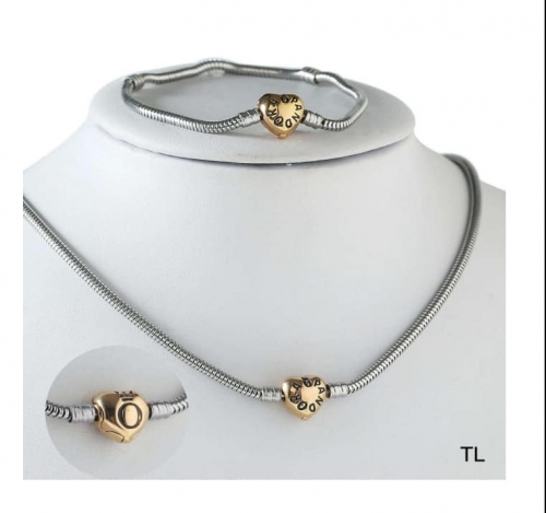 Stainless Steel Pandor*a Jewelry Set 210419-SR Rose gold buckle