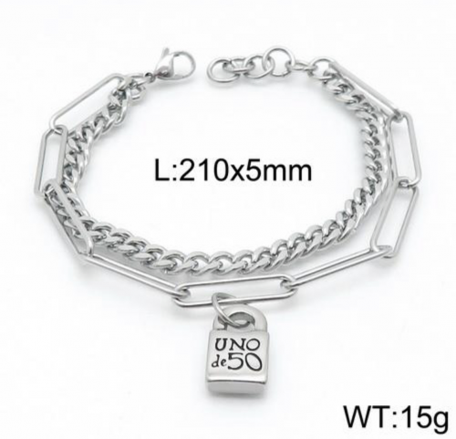 Stainless Steel uno de 50 Bracelet UNF085-13B