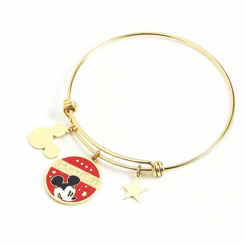 Stainless Steel Pandor*a Mickey Bangle B3641-G