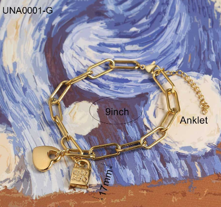 Stainless Steel Uno De 50 Anklet UNA0001-G