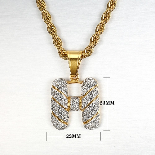 Stainless Steel  50cm chain Necklace  ZM0023H Letter H