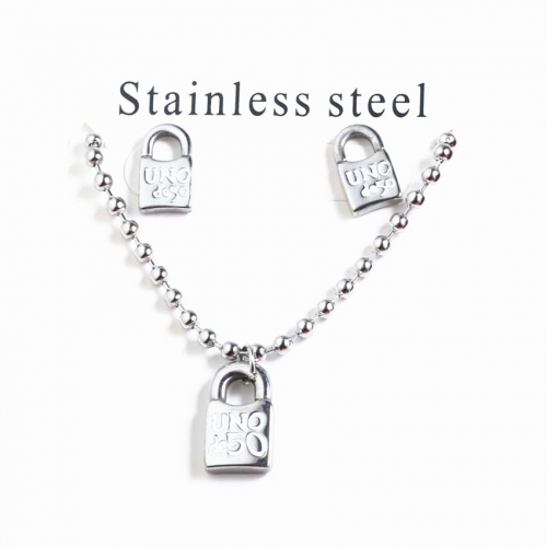 Stainless Steel Uno Jewelry Set TUNS8001-S-W