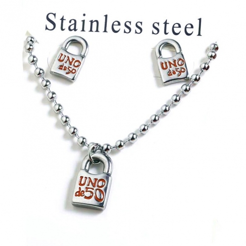 Stainless Steel Uno Jewelry Set TUNS8001-S-RE