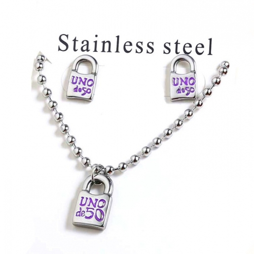 Stainless Steel Uno Jewelry Set TUNS8001-S-PU