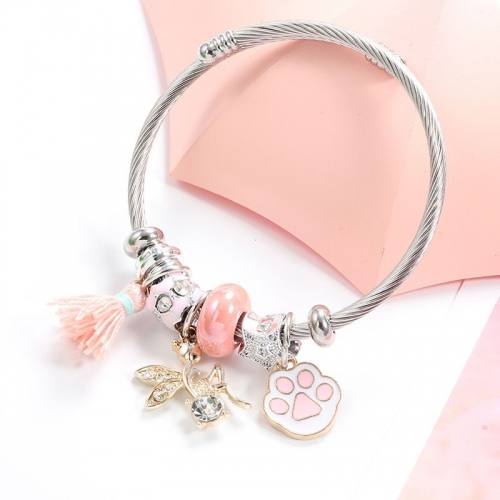 Stainless Steel Bracelet With Alloy Charms B001-12 (102)