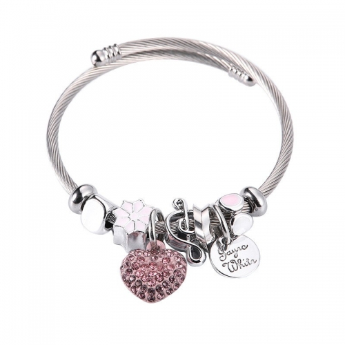 Stainless Steel Bracelet With Alloy Charms B001-12 (33)