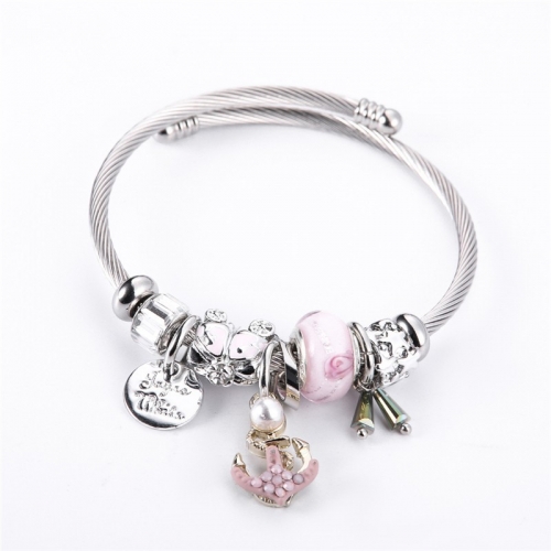 Stainless Steel Bracelet With Alloy Charms B001-12 (41)