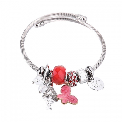 Stainless Steel Bracelet With Alloy Charms B001-12 (35)