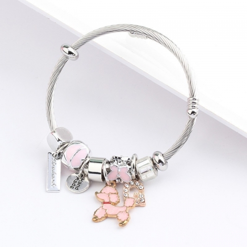 Stainless Steel Bracelet With Alloy Charms B001-12 (20)