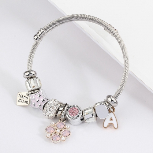 Stainless Steel Bracelet With Alloy Charms B001-12 (106)