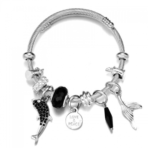 Stainless Steel Bracelet With Alloy Charms B001-12 (82)