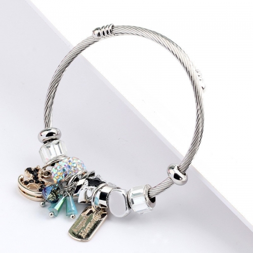 Stainless Steel Bracelet With Alloy Charms B001-12 (12)