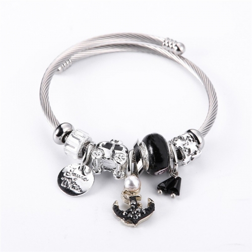 Stainless Steel Bracelet With Alloy Charms B001-12 (40)