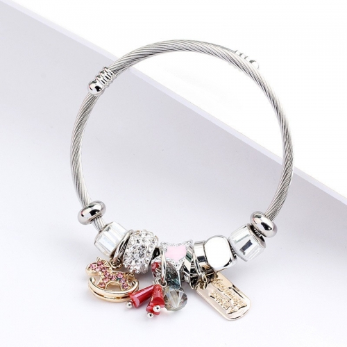 Stainless Steel Bracelet With Alloy Charms B001-12 (22)