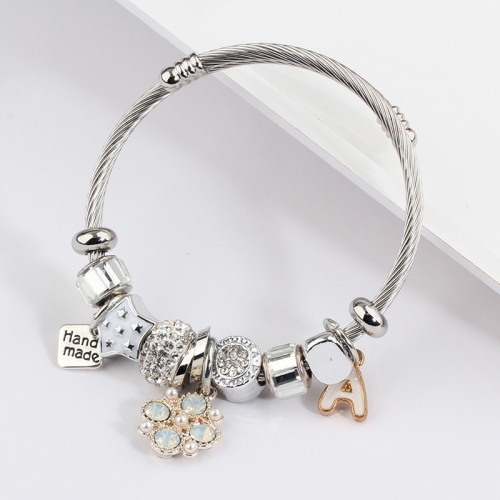 Stainless Steel Bracelet With Alloy Charms B001-12 (1)