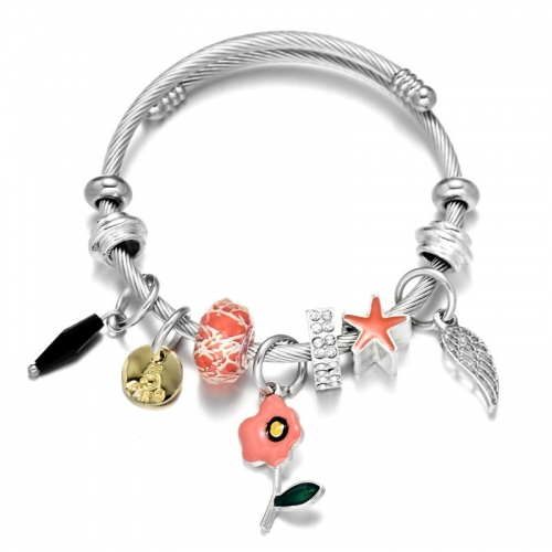 Stainless Steel Bracelet With Alloy Charms B001-12 (54)