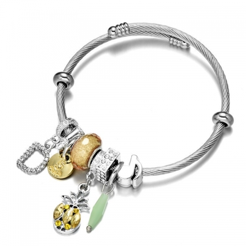 Stainless Steel Bracelet With Alloy Charms B001-12 (77)