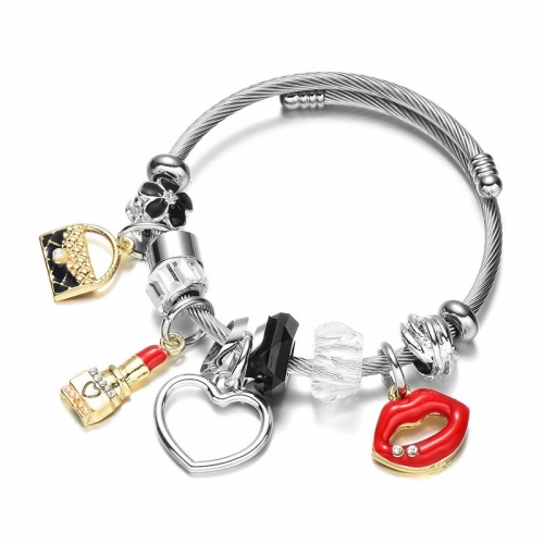 Stainless Steel Bracelet With Alloy Charms B001-12 (84)