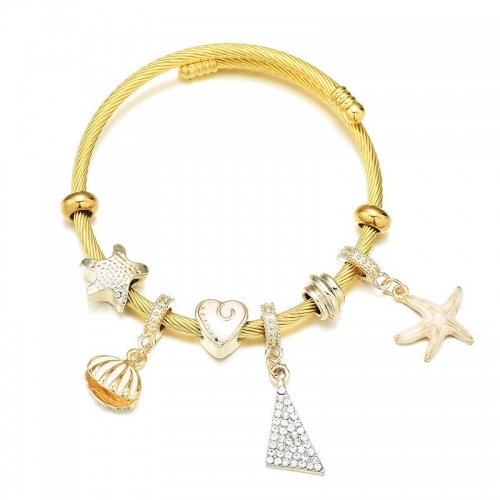 Stainless Steel Bracelet With Alloy Charms B002-15 (36)