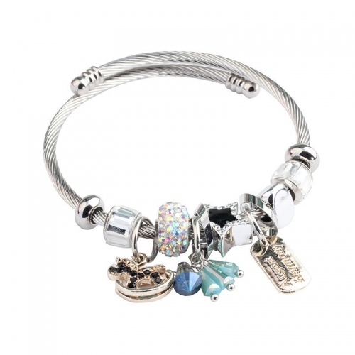 Stainless Steel Bracelet With Alloy Charms B001-12 (10)