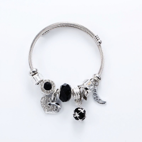 Stainless Steel Bracelet With Alloy Charms B001-12 (99)