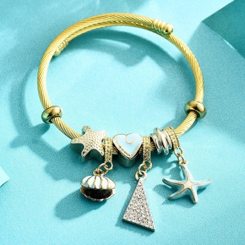 Stainless Steel Bracelet With Alloy Charms B002-15 (34)