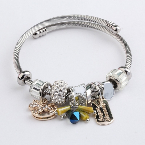 Stainless Steel Bracelet With Alloy Charms B001-12 (8)