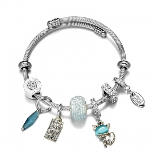 Stainless Steel Bracelet With Alloy Charms B001-12 (75)