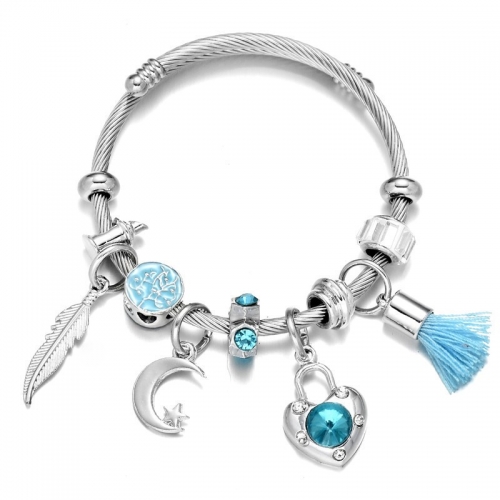 Stainless Steel Bracelet With Alloy Charms B001-12 (79)