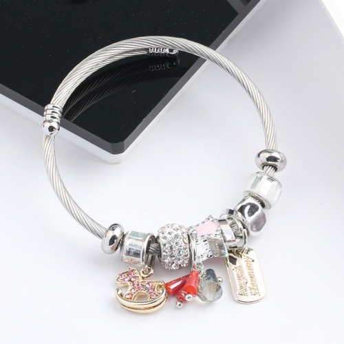 Stainless Steel Bracelet With Alloy Charms B001-12 (11)