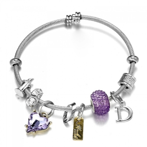 Stainless Steel Bracelet With Alloy Charms B001-12 (70)