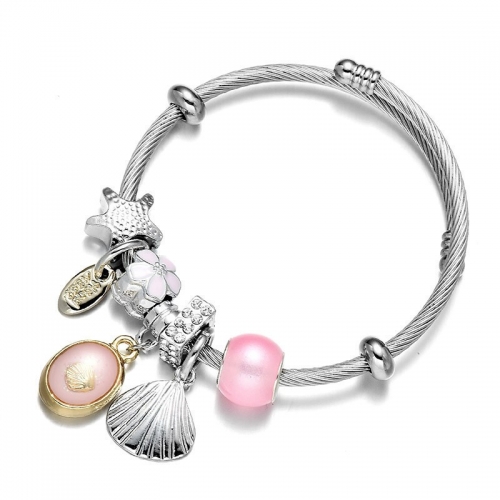 Stainless Steel Bracelet With Alloy Charms B001-12 (71)