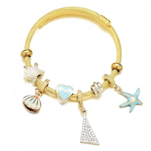 Stainless Steel Bracelet With Alloy Charms B002-15 (30)