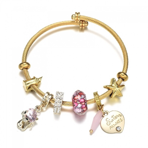 Stainless Steel Bracelet With Alloy Charms B002-15 (21)