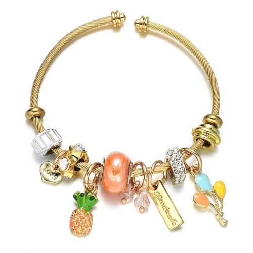 Stainless Steel Bracelet With Alloy Charms B002-15 (42)